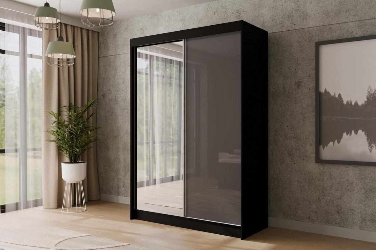 KLEIDERSCHRANK VESLI - 120 cm - Schwarz|Grau - Schwarz/Grau, Holzwerkstoff (120/215/61cm) - ALTDECOR