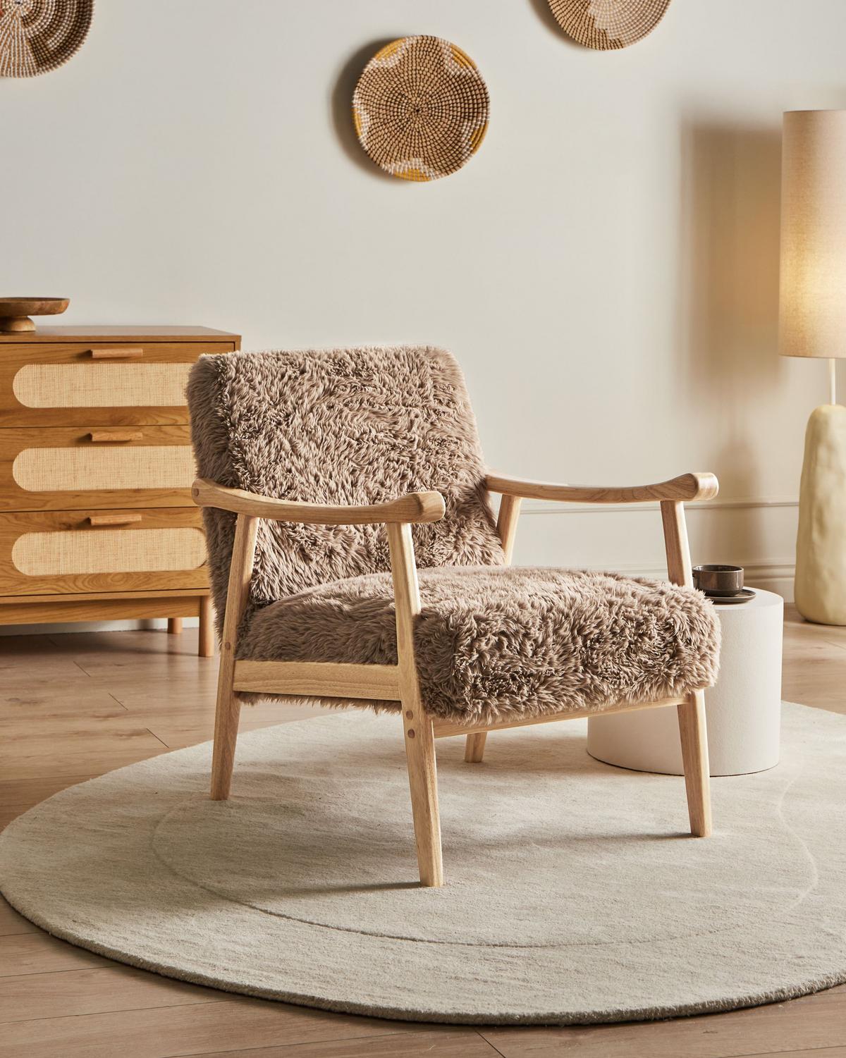 SESSEL Taupe Leknes - Taupe/Braun, Kunststoff (66/79/74cm) - Beliani