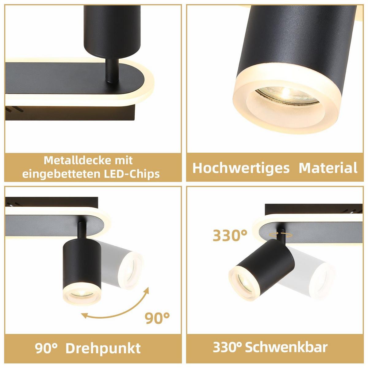 DECKENSTRAHLER Lichtelf 4-flammig 57/8/10 cm - Schwarz, Metall (57/8/10cm) - Nettlife