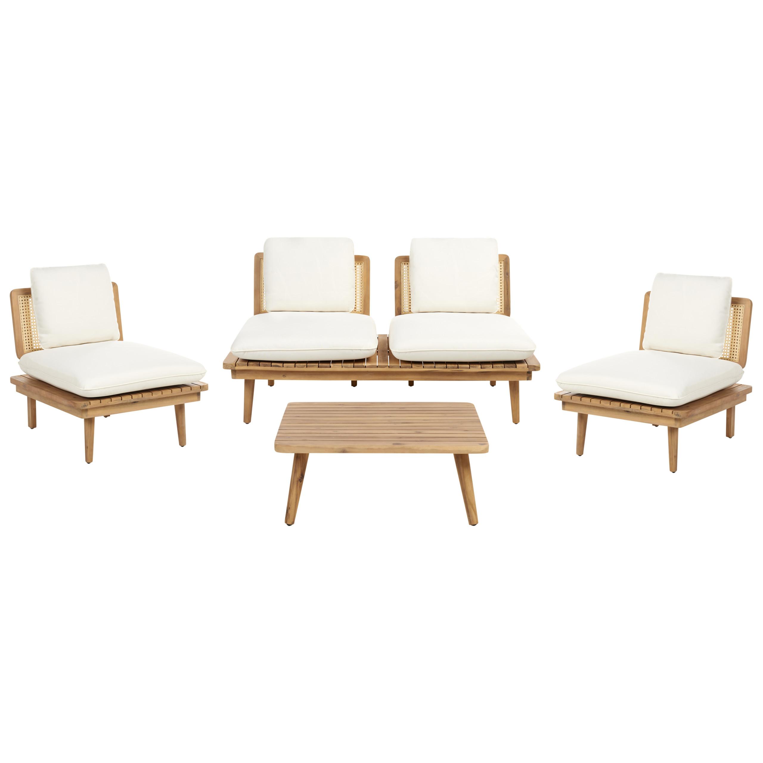 LOUNGE-SET 4-Sitzer Heller Holzfarbton Accadia - Hellbraun/Beige, Holz - Beliani