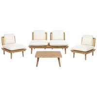 LOUNGE-SET 4-Sitzer Heller Holzfarbton Accadia - Hellbraun/Beige, Holz - Beliani