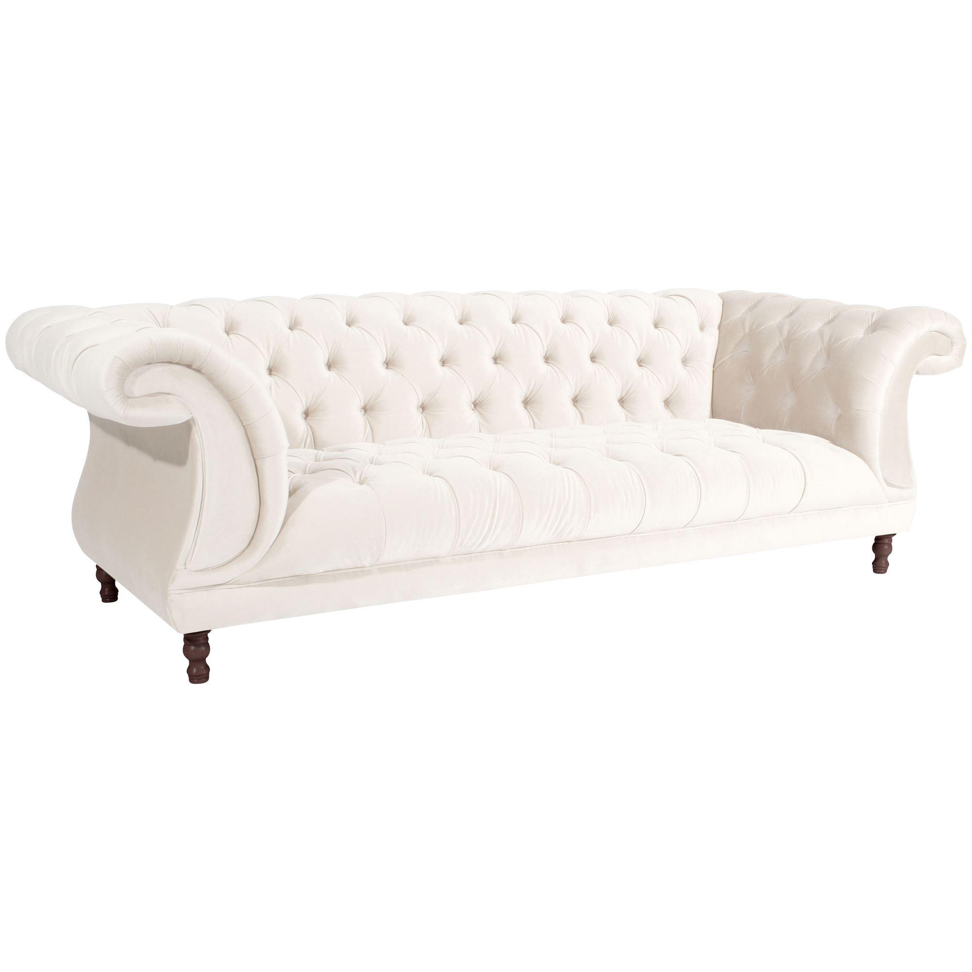 CHESTERFIELD Sofa 3-Sitzer Kaylin Samtvelours creme - Creme, Kunststoff (253/80/100cm) - 58aufmkessel