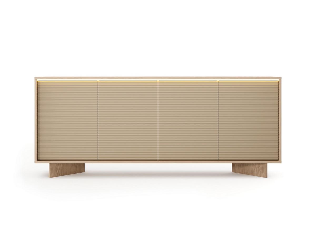 KOMMODE RIGATO 203,9/84,4/40cm mit Schubladen 4 Türen Beige - Beige, Holzwerkstoff (203.9/84.4/40cm) - MASSENO