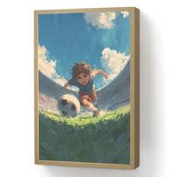 WANDLEUCHTE MIT AKKU Stadion - Fußballer - Ball 40x60 cm - Blau, Holzwerkstoff (40/60/8cm) - OnlyWow