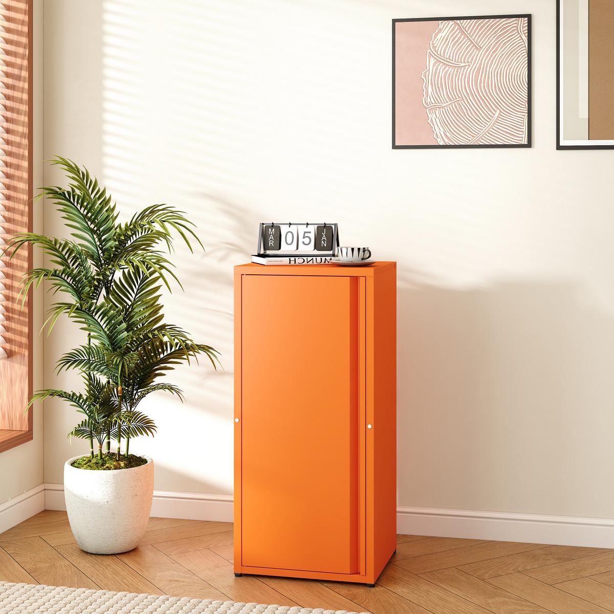 AKTENSCHRANK Burlöv - Orange, Metall (40/88/35cm) - [en.casa]