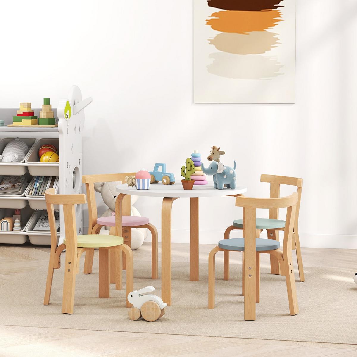 KINDERSITZGRUPPE 5er Set Pappelholz Birkenfurnier Mehrfarbig - Multicolor, Holz (60/50/60cm) - AIYAPLAY