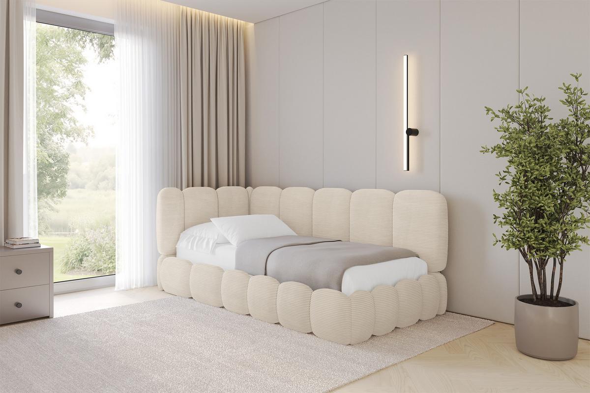 EINZELLBETT Jugendbett mit Bettkasten, Rechts - AVRY 80x200 Beige - Kaschmir, Holzwerkstoff/Textil (80/200cm) - ALTDECOR