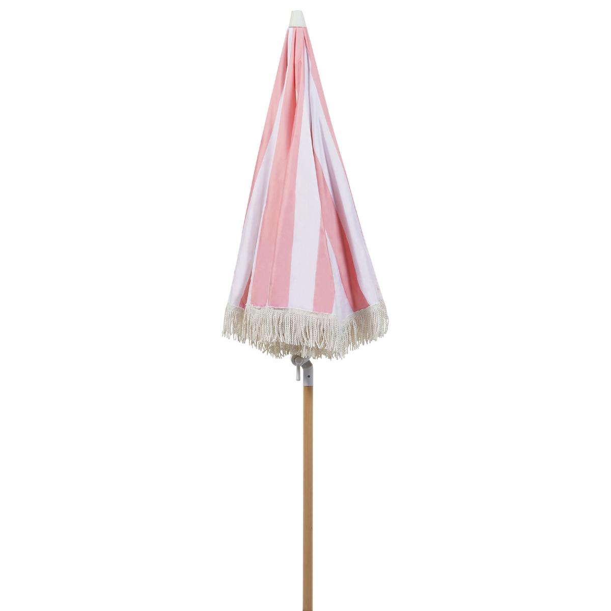 SONNENSCHIRM rosa/weiß mit Volant 150 cm Mondello - Hellbraun/Pink, Textil (150/150cm) - Beliani