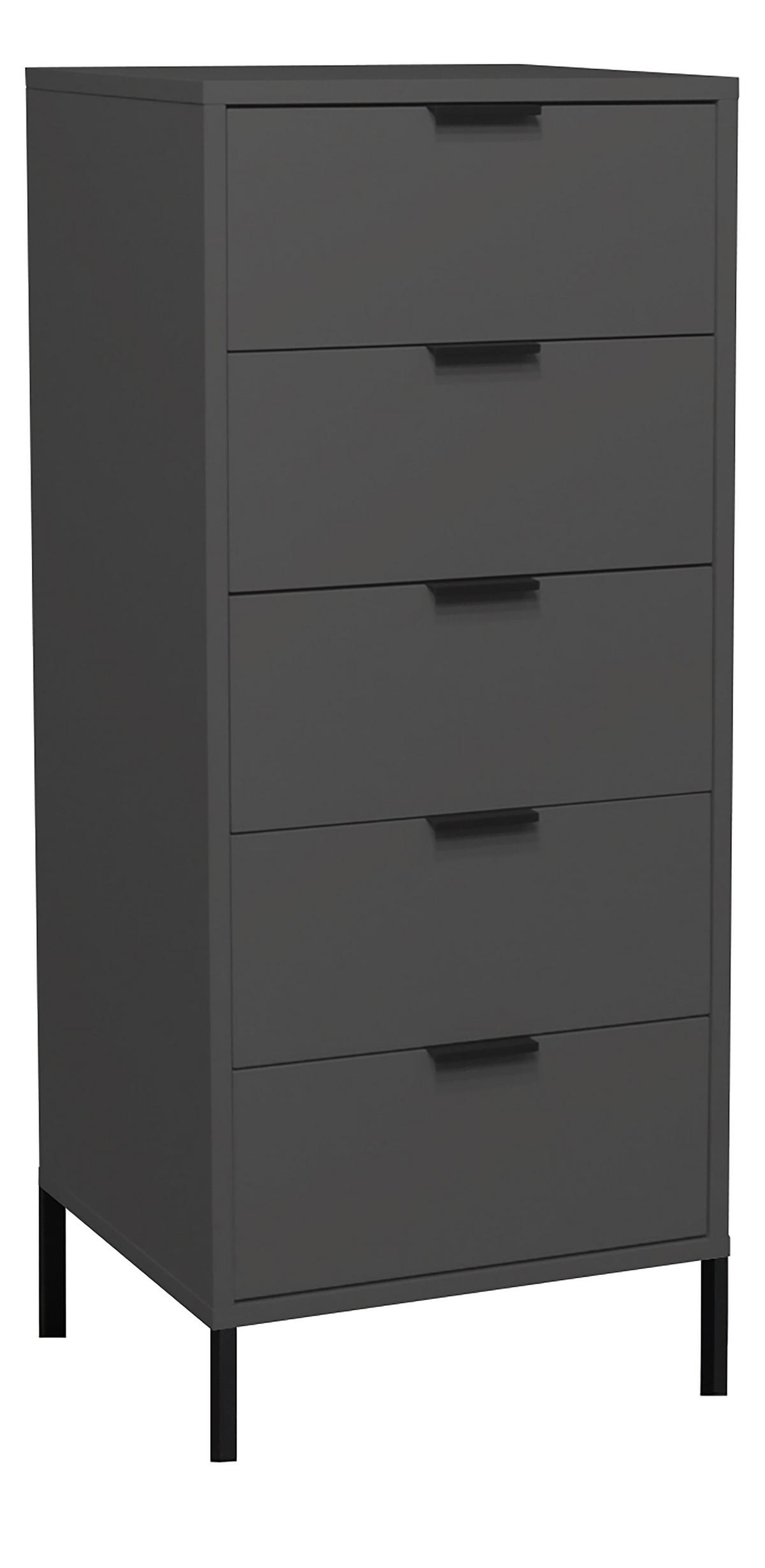 KOMMODE Erna 51x45x123 Anthrazit matt Lack - Anthrazit, Holzwerkstoff (51/123/45cm) - 58aufmkessel
