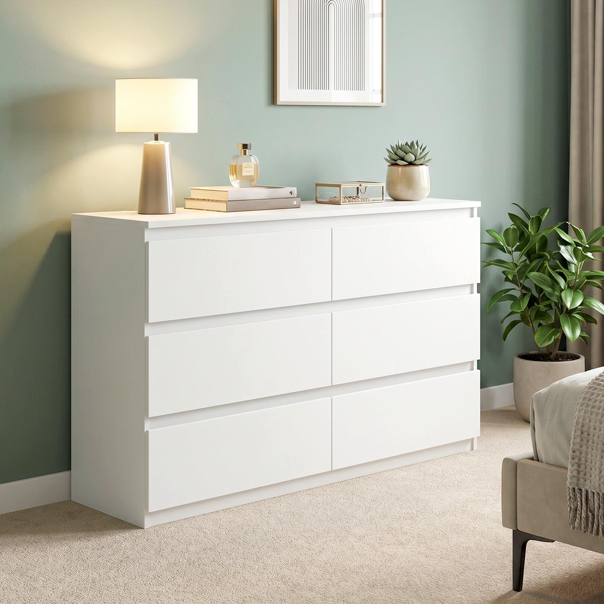 KOMMODE Spanplatte Weiß - Weiß, Holzwerkstoff/Kunststoff (34/75/112cm) - HOMCOM