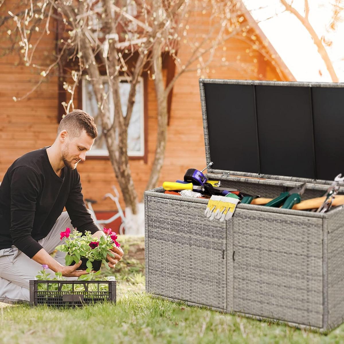 STAURAUM Grau - Grau, Naturmaterialen (115/65/60cm) - COSTWAY