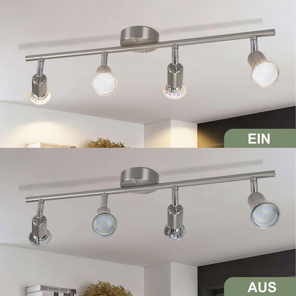 DECKENSTRAHLER 4-flammig Levin 54/15/3.2cm - Silberfarben, Metall (54/15/3.2cm) - Nettlife