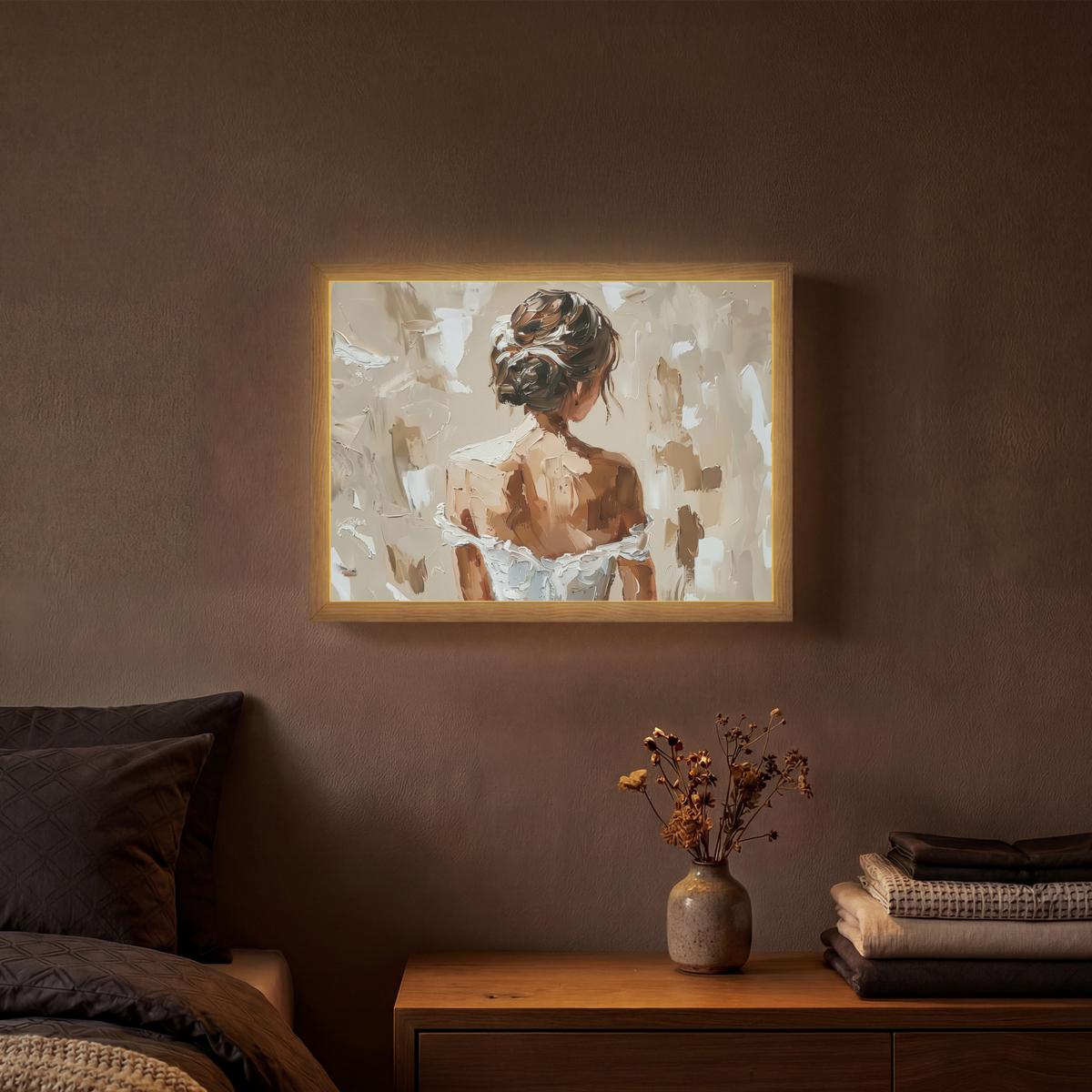 WANDLEUCHTE MIT AKKU Frau - Farbe - Abstrakt - Beige - Modern 40x30 cm - Hellbraun, Holzwerkstoff (40/30/8cm) - OnlyWow