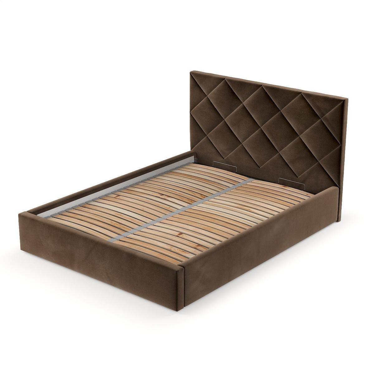 POLSTERBETT Torno 180/200 cm Braun im Kronos Stoff - Schwarz/Naturfarben, Holz/Holzwerkstoff (180/200cm) - AltaBeds