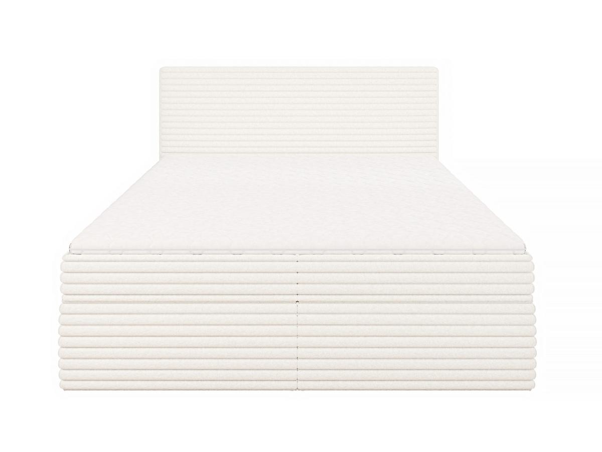 BOXBETT Roma 160/200 cm Hellbeige Plüschcord - Beige/Schwarz, Holz/Kunststoff (160/200cm) - S-Style