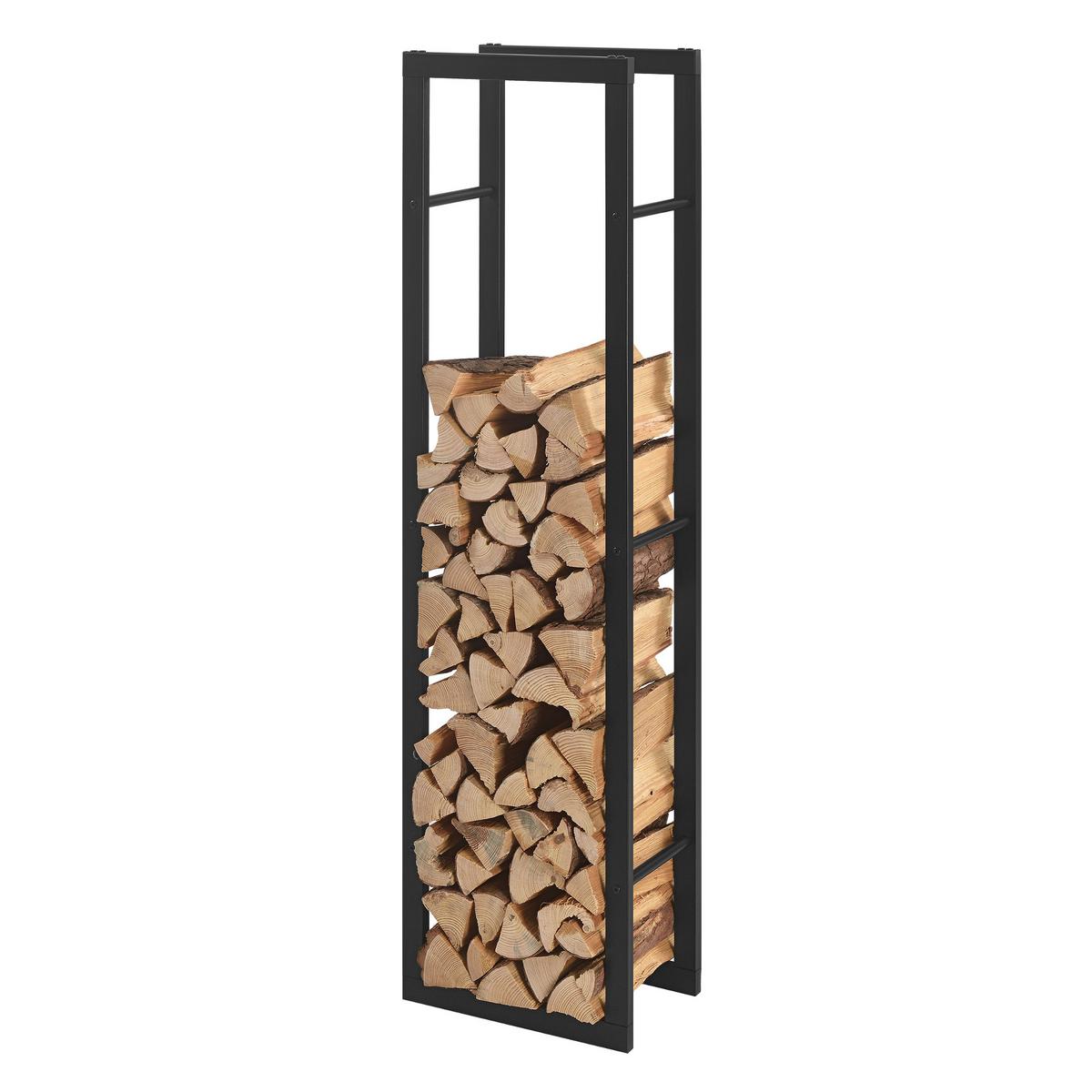 KAMINHOLZREGAL Täby - Schwarz, Metall (40/150/25cm) - [en.casa]