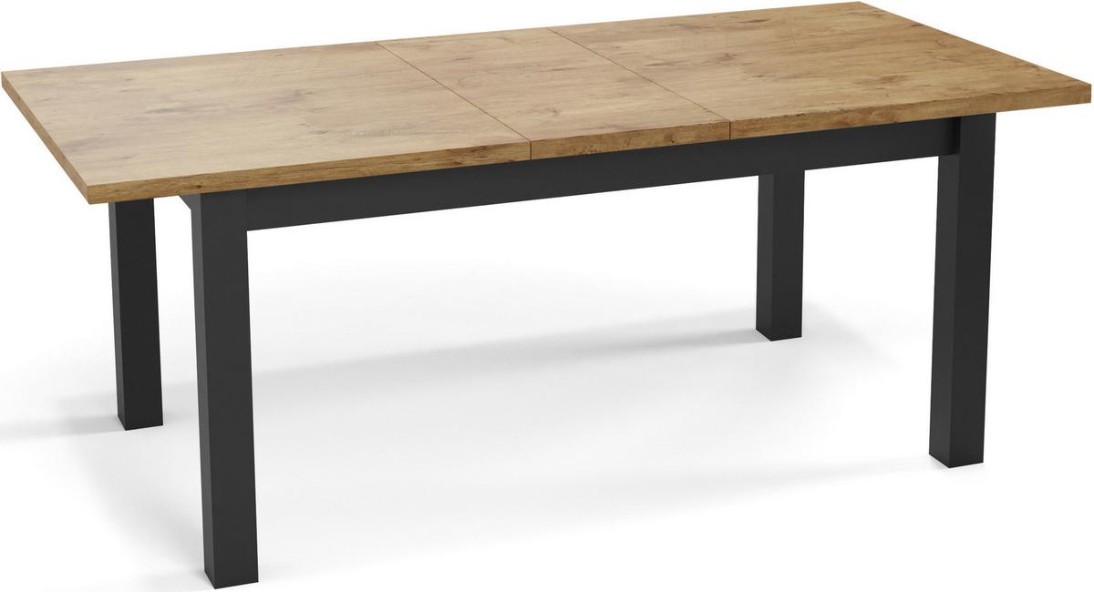 ESSTISCH Davidof rechteckig ausziehbar, Lancelot Eiche 120-160/80/76 cm - Eichefarben/Schwarz, Holz/Holzwerkstoff (67/160/76cm) - WFL GROUP