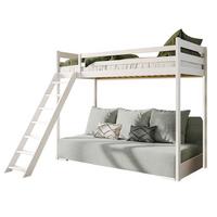 BETT 90/200 Orlane Weiß und grau - Weiß, Holz (90/200cm) - Petits-meubles