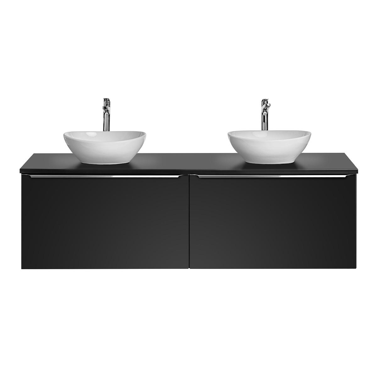 DOPPELWASCHTISCH 160cm Éros Schwarz - Schwarz, Holzwerkstoff (160/48/46cm) - Petits-meubles