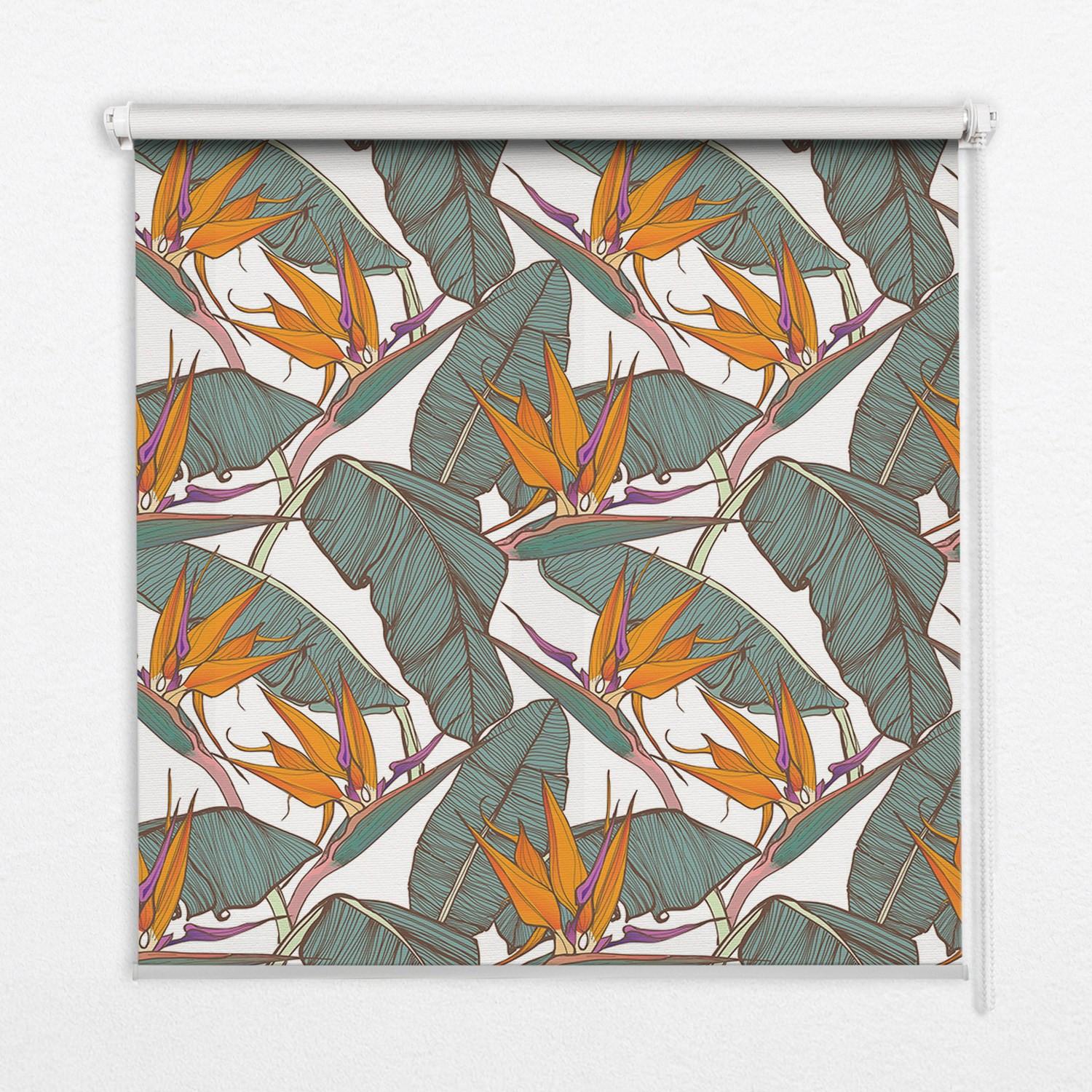 INNENROLLO - Fensterrollo - Rollo - 120x140 cm - Grüne Blätter - Grün, Kunststoff (120/140/0.5cm) - TULUP