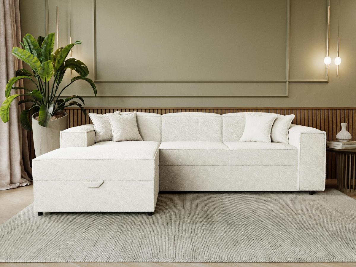 ECKSOFA Santos L, Seite: Links - Creme/Schwarz, Holzwerkstoff/Kunststoff (253/166cm) - MIRJAN24