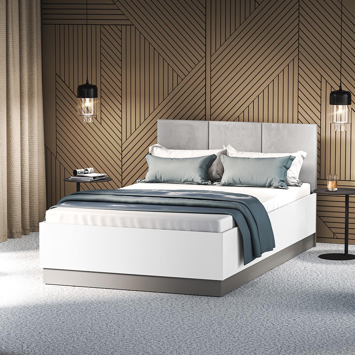 BOXBETT 120/200 Luor Weiß und Grau - Weiß, Holzwerkstoff (120/200cm) - Petits-meubles