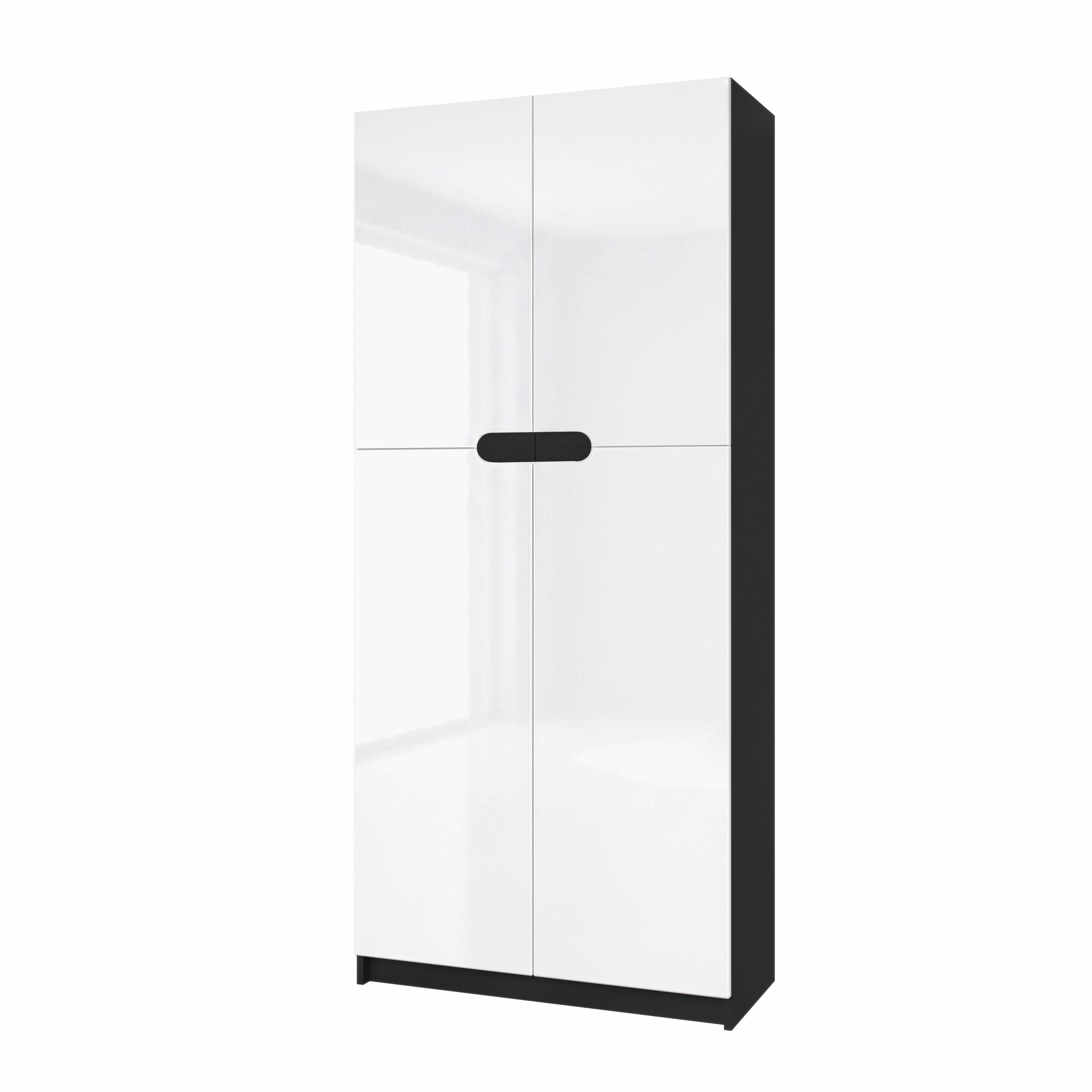 BÜROSCHRANK Logan Fronten in Weiß Hochglanz - Weiß Hochglanz, Holzwerkstoff (82/184/37cm) - Vladon