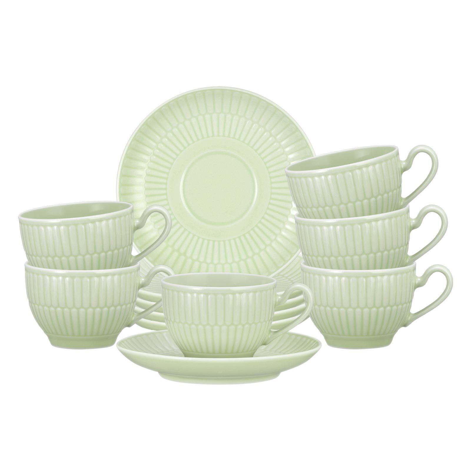 ESPRESSOTASSEN MIT UNTERTASSEN Amina Seladon 100 ml 6er Set - Grün, Keramik (0.1L) - Seltmann Weiden