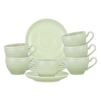 ESPRESSOTASSEN MIT UNTERTASSEN Amina Seladon 100 ml 6er Set - Grün, Keramik (0.1L) - Seltmann Weiden