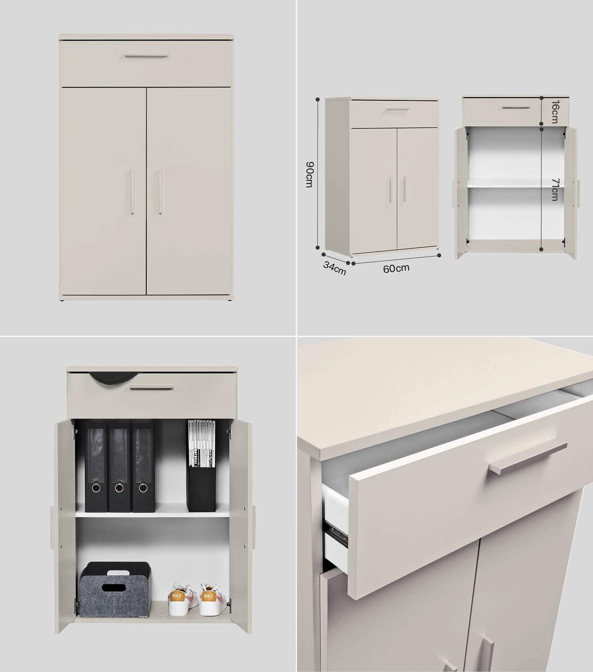MEHRZWECKSCHRANK SET Der Allzweckwaffe - Kaschmir, Holzwerkstoff (60/180/34cm) - Mokebo