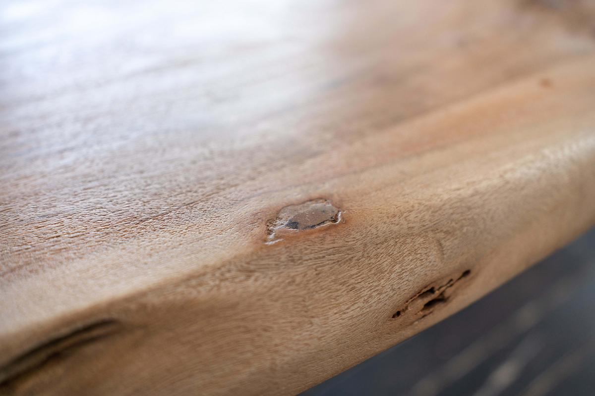 ESSTISCH MIT BAUMKANTE REY Braun Akazie - Schwarz/Braun, Holz/Metall (100/200/78cm) - KAWOLA