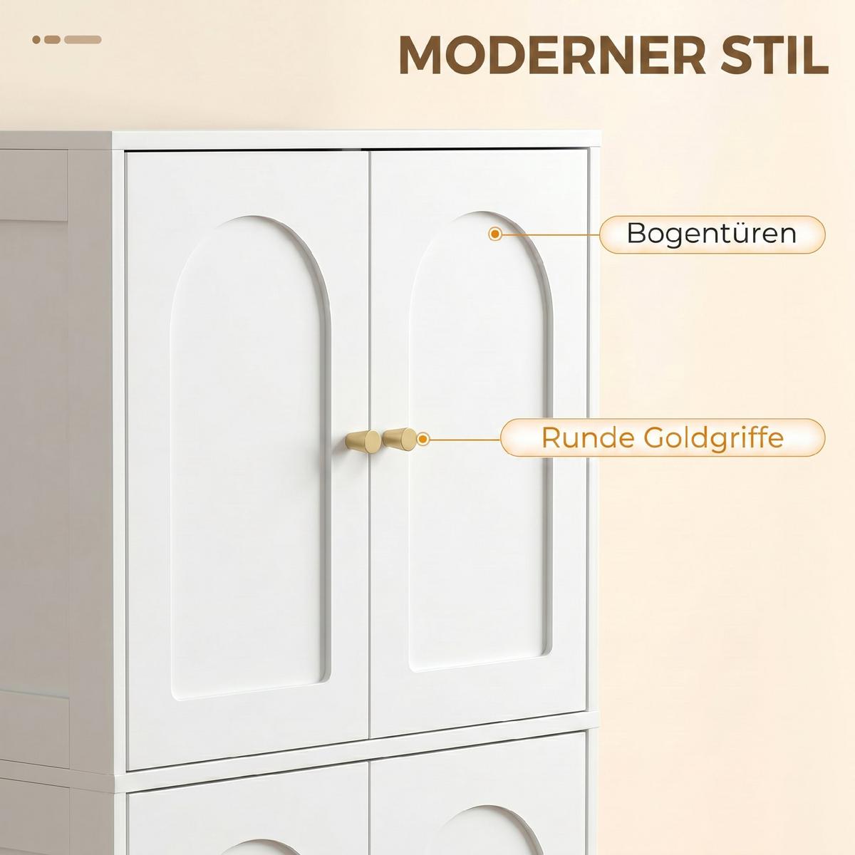 KÜCHENSCHRANK Spanplatte Weiß - Goldfarben/Weiß, Holzwerkstoff/Metall (30/110/60cm) - HOMCOM