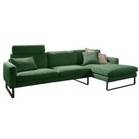 ECKSOFA RICARDA Smaragdgrün Cord - Smaragdgrün/Schwarz, Textil/Metall (298/154cm) - KAWOLA