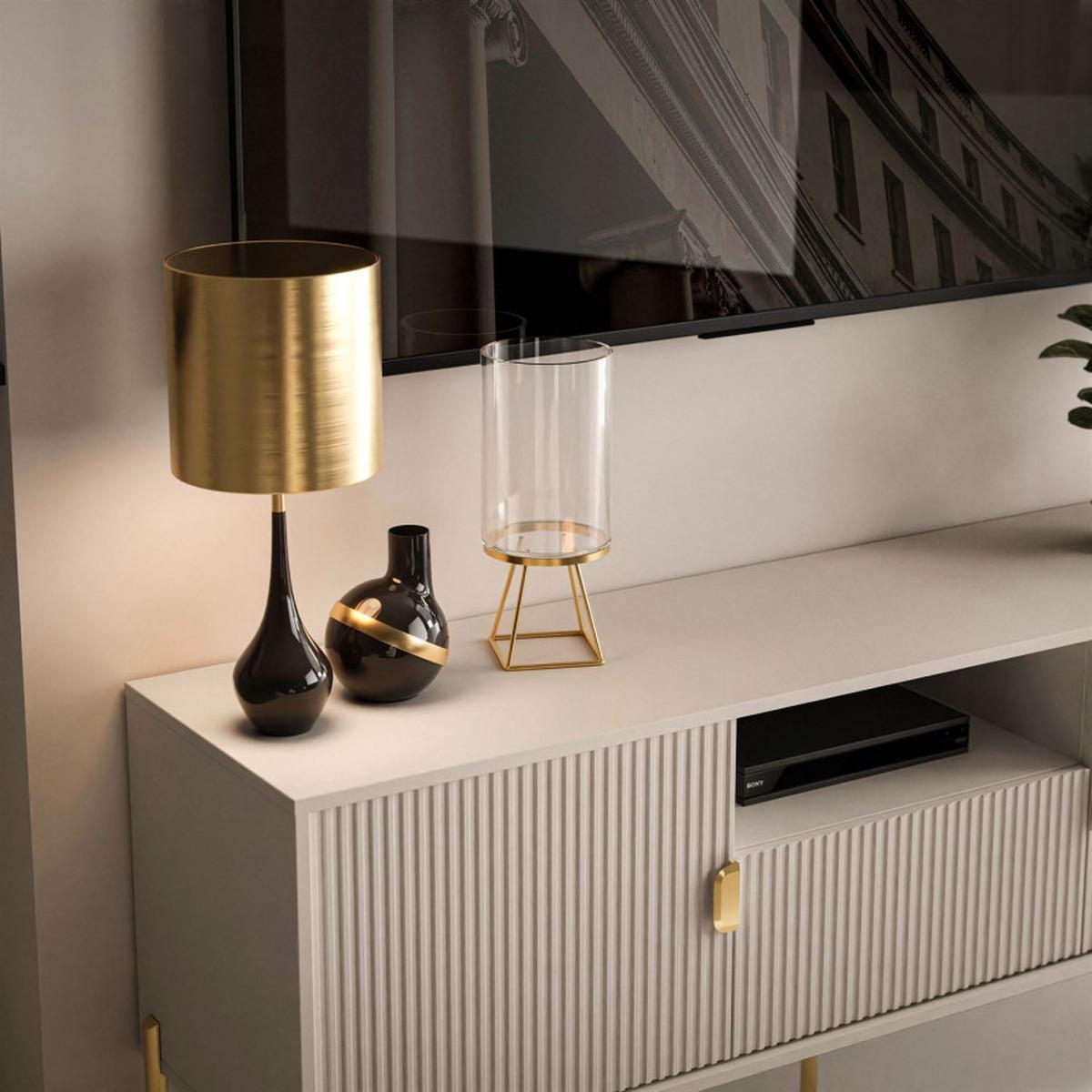 TV Rack DALIA 155 cm - Kaschmir/Goldfarben, Holzwerkstoff (155/58/40cm) - Lookway