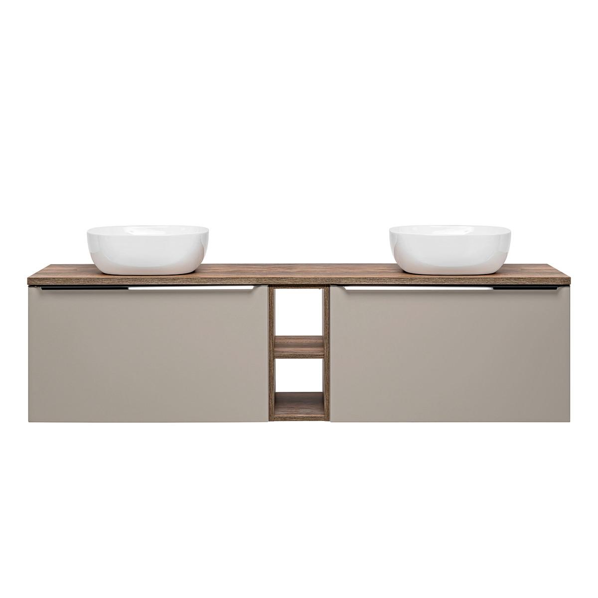 DOPPELWASCHTISCH 180cm Éros Taupe - Taupe, Holzwerkstoff (180/48/46cm) - Petits-meubles