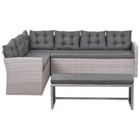 GARTEN-ECKSOFA 8-Sitzer Polyrattan Grau Viterbo - Hellgrau/Grau, Kunststoff - Beliani