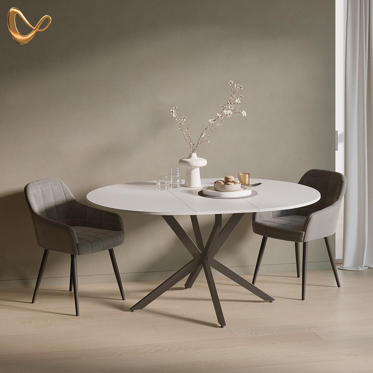 ESSTISCH Firenze Weiß/Schwarz 120 x 120 cm ausziehbar - Schwarz/Weiß, Holzwerkstoff (120/120/76.5cm) - Livinity®