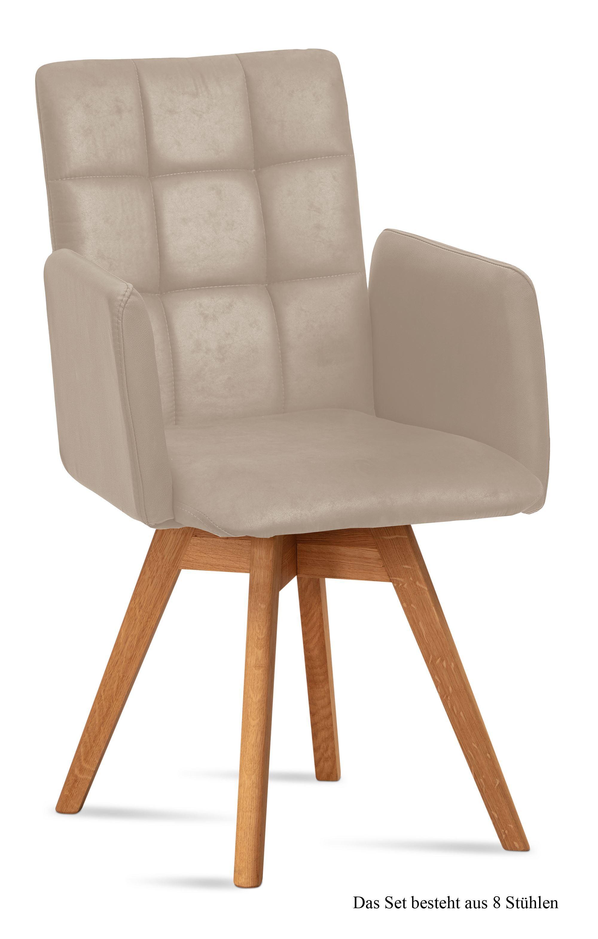 ARMLEHNSTUHL drehbar (8er-Set) Dorie 52x91x60 Eiche geölt/Natur - Eichefarben/Naturfarben, Kunststoff (60/91/52cm) - 58aufmkessel
