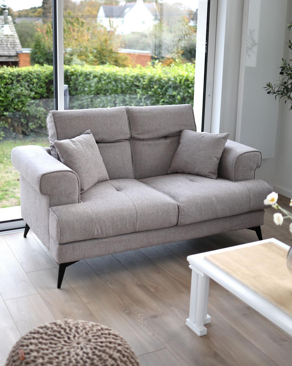 2-SITZER-SOFA Stoff Taupe Skive - Taupe, Textil (160/88/85cm) - Beliani