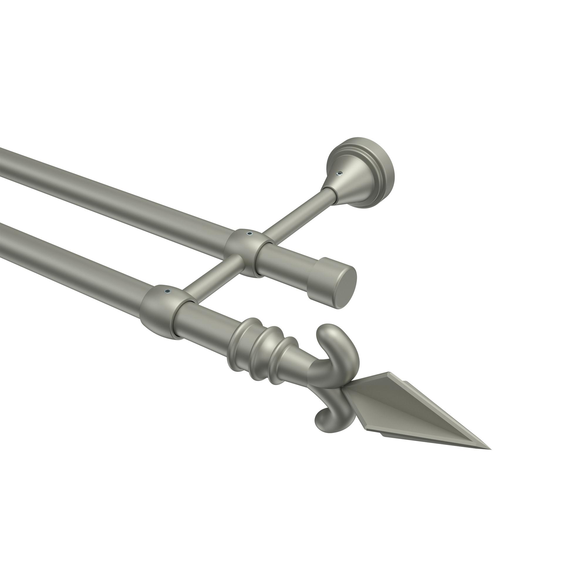 GARDINENSTANGE Primus Matteo 420 cm (geteilt in 3 x 140 cm), 2-läufig (ohne Ringe), 16 mm Ø Chrom matt - Chromfarben/Nickelfarben, Metall (420cm) - INTERDECO