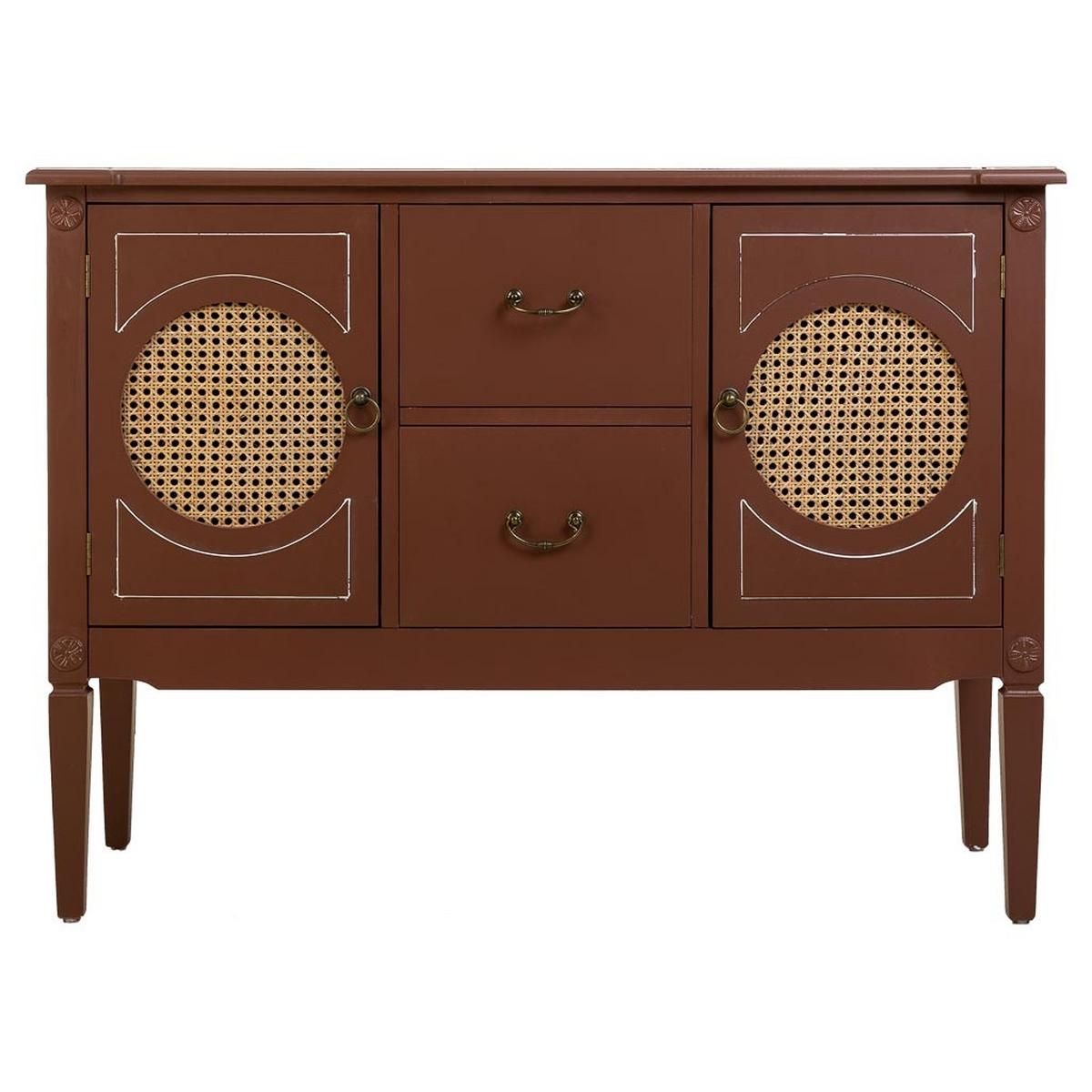 SIDEBOARD Sideboard aus Holz und Rattan braun, 106x40x78 cm - Braun, Holz (106/78/40cm) - Wanderlust