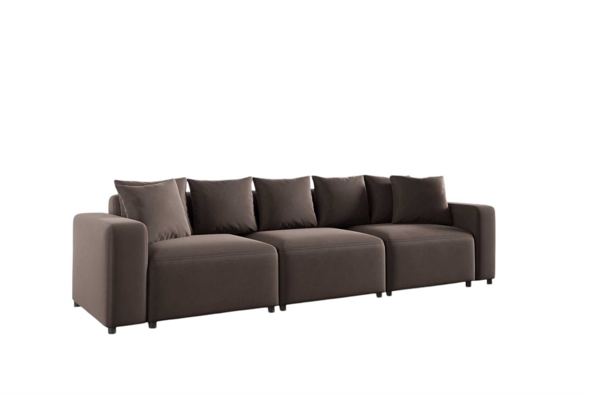 SOFA Megan 3-sitzer In Salvador - Braun, Holzwerkstoff/Textil (327/75/98cm) - Fun Möbel