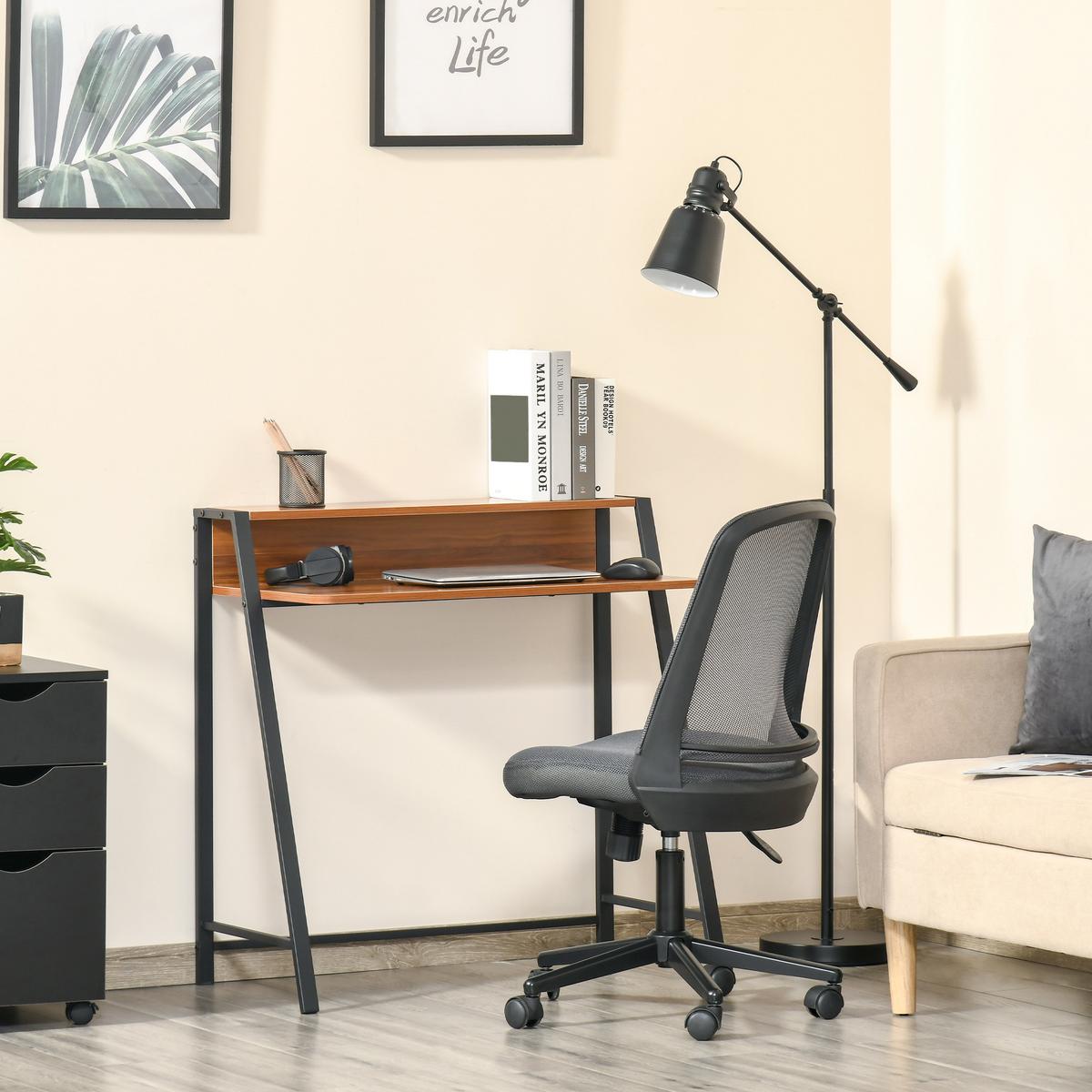 SCHREIBTISCH, MDF, Eisen Walnuss+Schwarz - Walnussfarben, Kunststoff (84/45/85cm) - HOMCOM