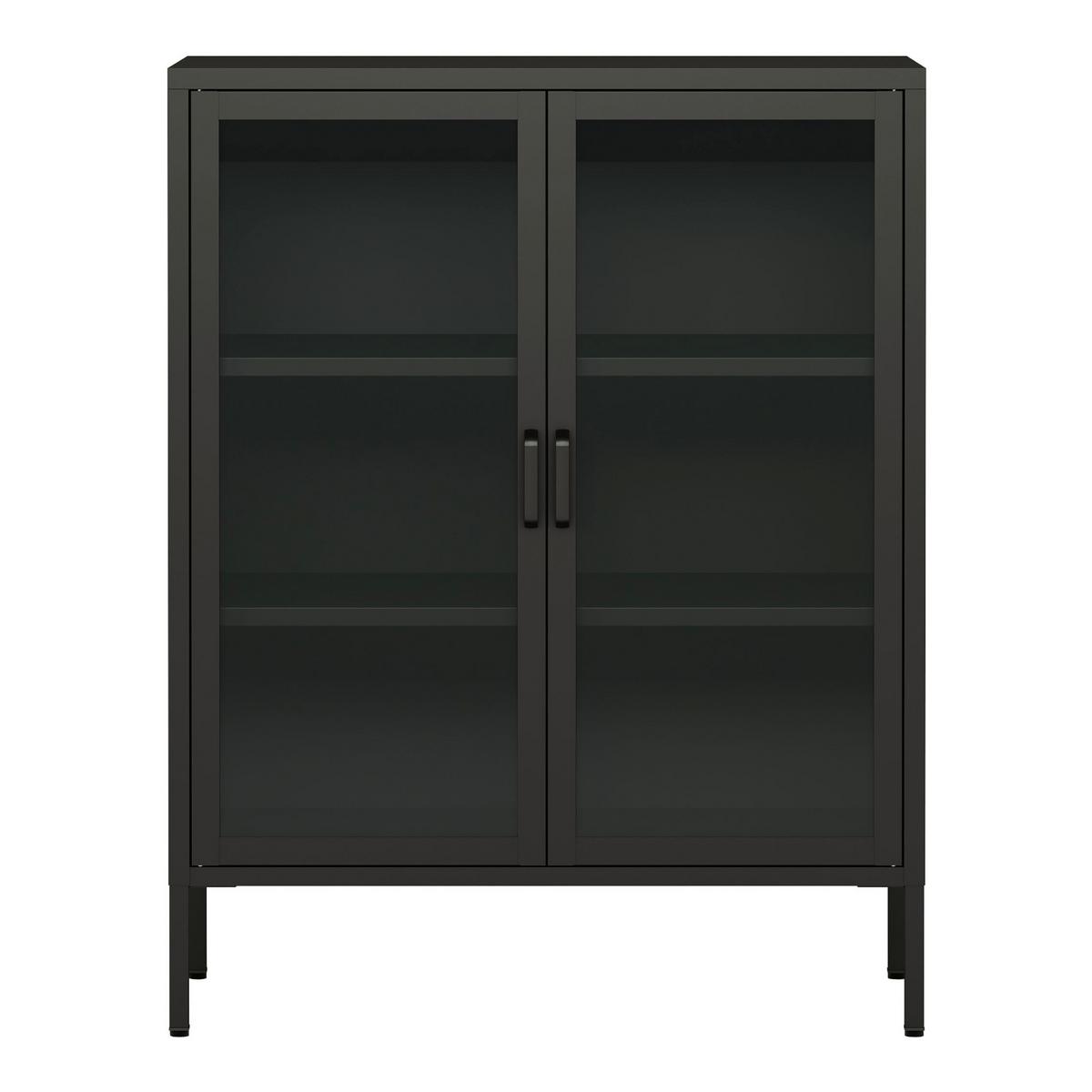 VITRINE Fauske - Schwarz, Metall (80/101.5/40cm) - [en.casa]