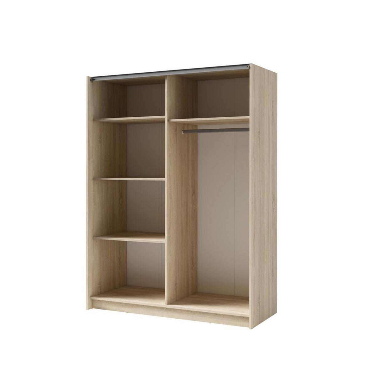 SCHWEBETÜRENSCHRANK ELRON 150,6/198,5/62cm 2-türig mit Spiegel Sonoma Eiche - Sonoma Eiche, Holzwerkstoff (150.6/198.5/62cm) - MASSENO