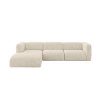 ECKSOFA Ottomane Links MIRA-L2 318x179x89 Creme Velours - Creme/Schwarz, Holzwerkstoff/Kunststoff (318/179cm) - ALTDECOR