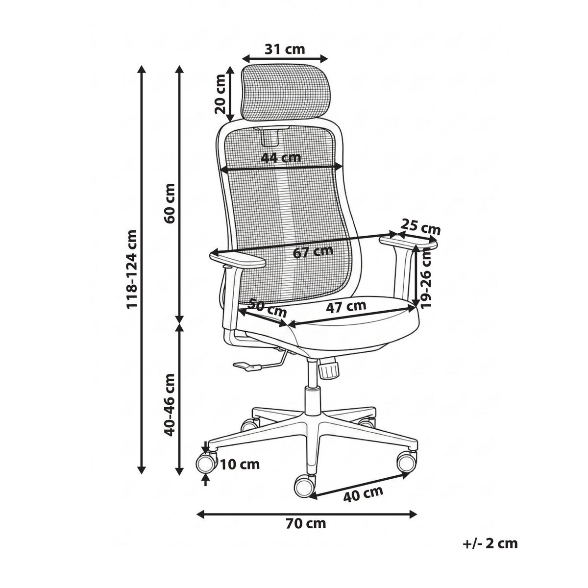 BÜROSTUHL Hellgrau Nemoar - Hellgrau/Grau, Kunststoff/Textil (70/118/70cm) - Beliani