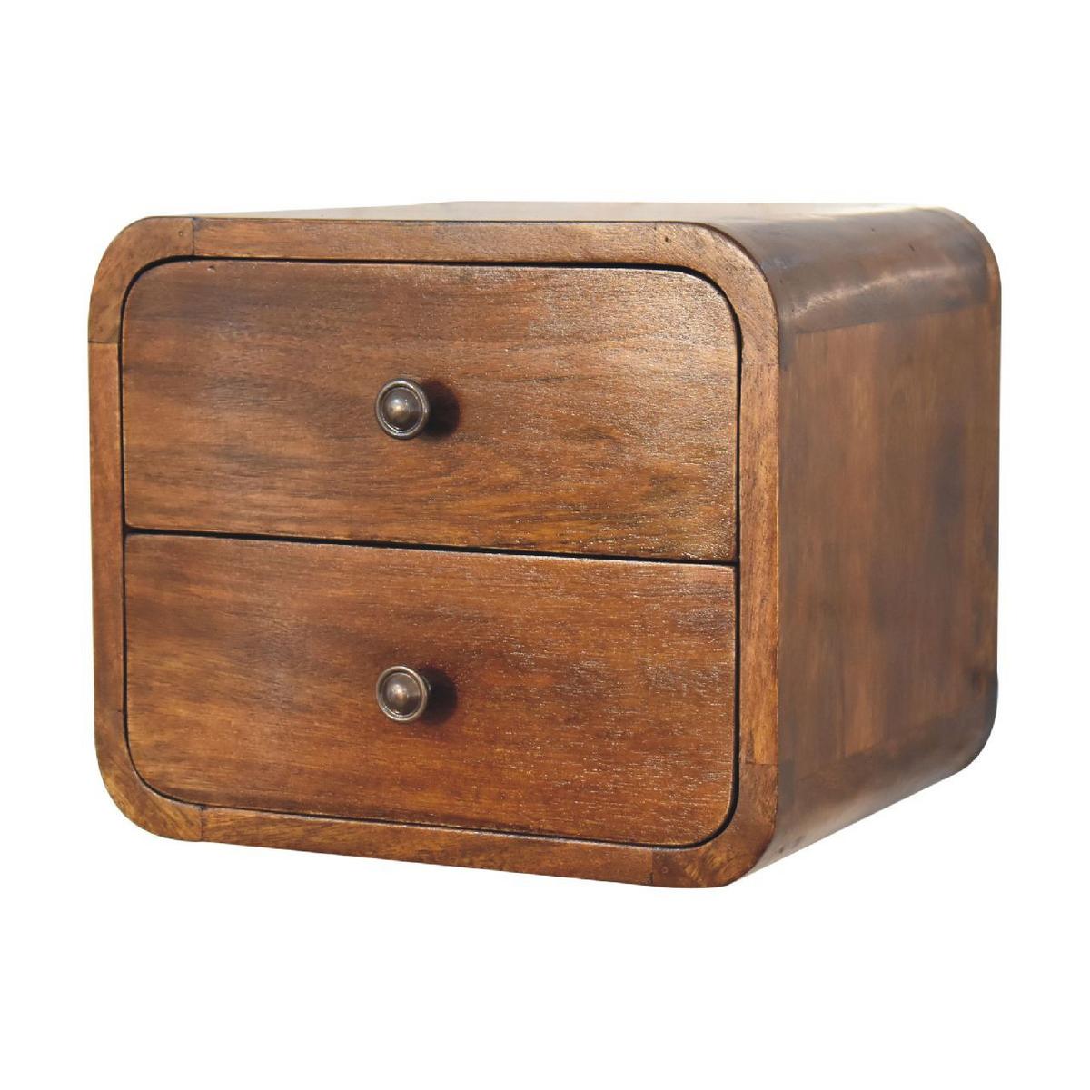NACHTTISCH Mini Wandmontiert, 2 Schubladen, Braun - Messingfarben/Braun, Holz/Metall (30/25/25cm) - Artisan Furniture