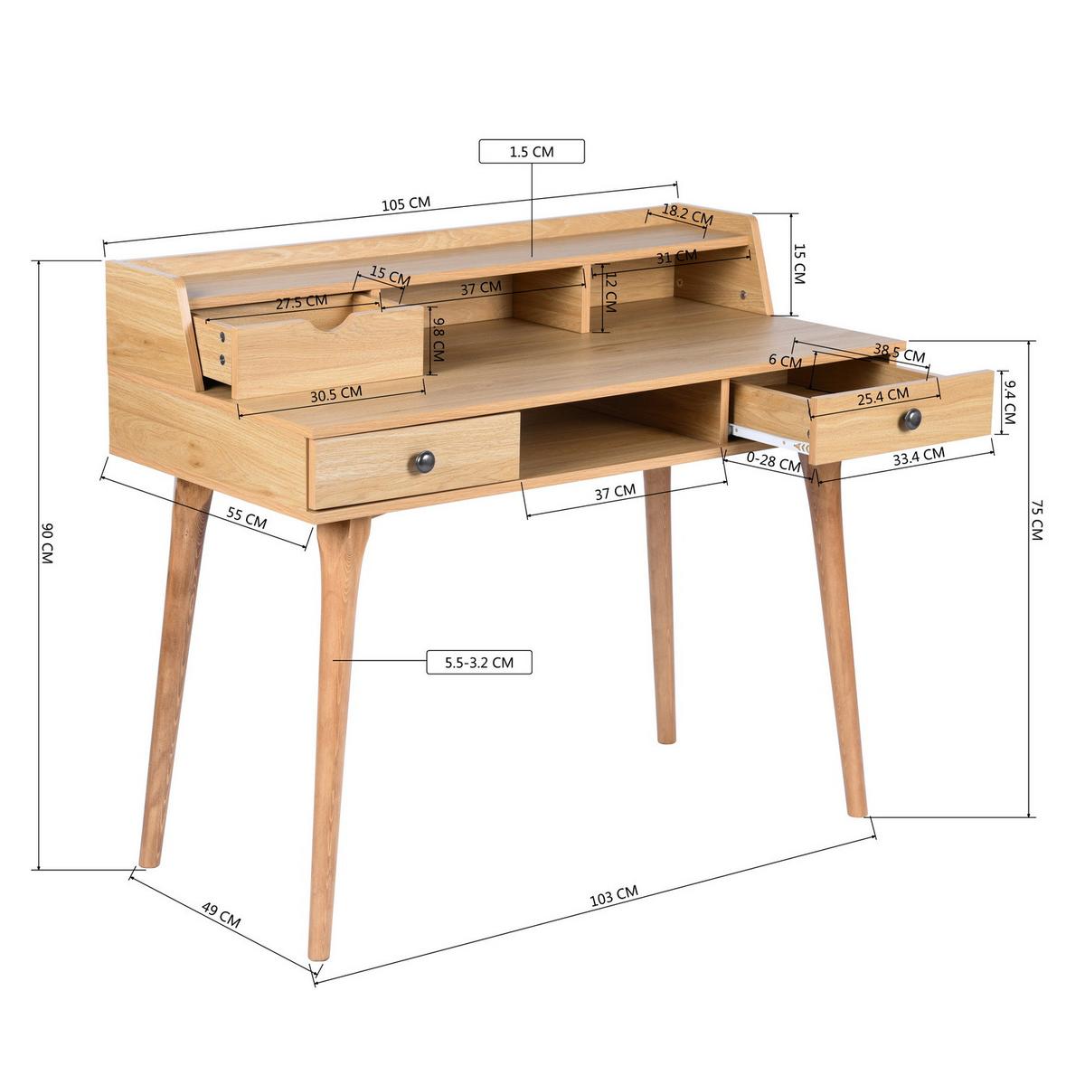 SCHREIBTISCH 100/50/91cm Beige - Beige, Holz/Holzwerkstoff (105/55/90cm) - Urban Meuble