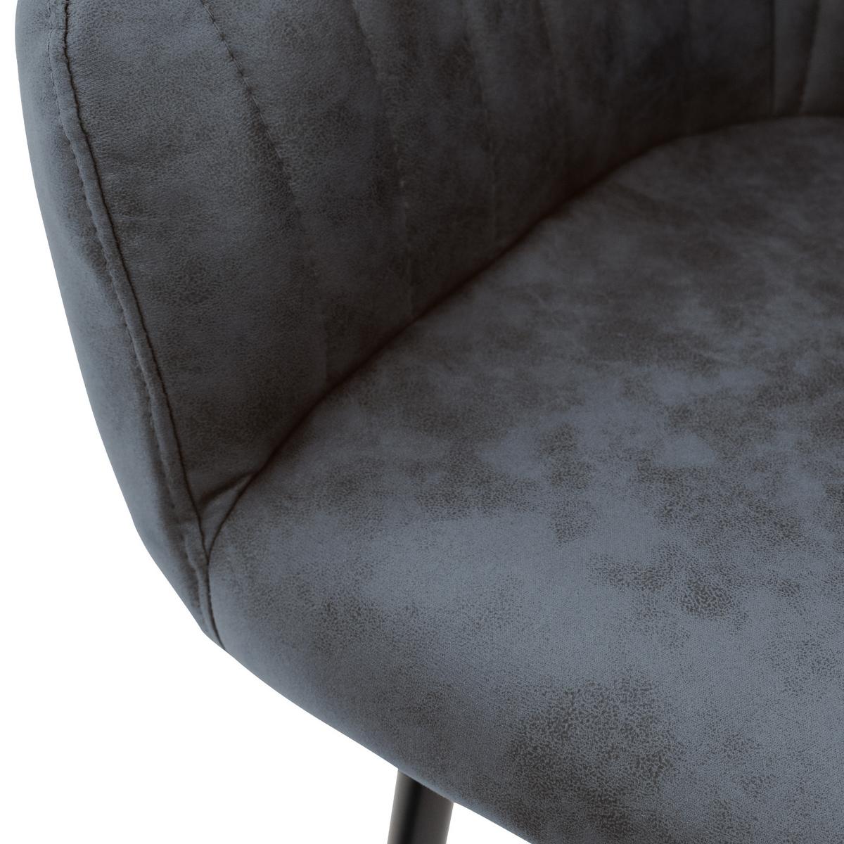 ESSZIMMERSTUHL 2er Set Anthrazit Kunstleder - Anthrazit/Schwarz, Textil/Metall (60/84/58cm) - ML-DESIGN